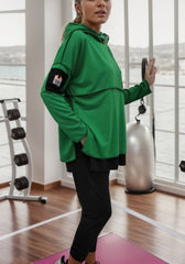 Kadın Kapşonlu Etek Ucu Detay Arma Ters Dikiş Görünümlü İkili Takım