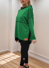 Kadın Kapşonlu Etek Ucu Detay Arma Ters Dikiş Görünümlü İkili Takım