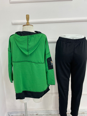 Kadın Kapşonlu Etek Ucu Detay Arma Ters Dikiş Görünümlü İkili Takım