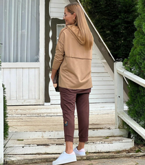 Kadın Kapşonlu Etek Ucu Detay Arma Ters Dikiş Görünümlü İkili Takım