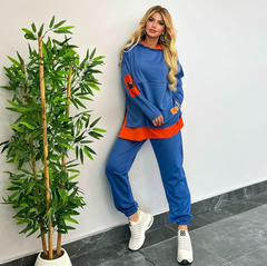 Kadın Kapşonlu Etek Ucu Detay Arma Ters Dikiş Görünümlü İkili Takım