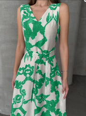 💙 Çiçek Desenli Kuşaklı Elbise 💙