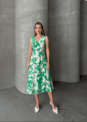 💙 Çiçek Desenli Kuşaklı Elbise 💙