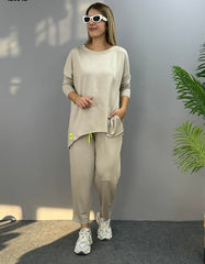 İki İplik Viskon Pamuk Kumaş Arma Detaylı İkili Takım