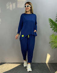 İki İplik Viskon Pamuk Kumaş Arma Detaylı İkili Takım