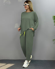 İki İplik Viskon Pamuk Kumaş Arma Detaylı İkili Takım