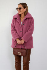 Kadın Düğmeli Peluş Mont – Wellssoft Kumaş