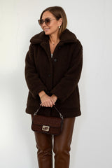 Kadın Düğmeli Peluş Mont – Wellssoft Kumaş