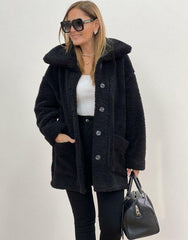 Kadın Düğmeli Peluş Mont – Wellssoft Kumaş