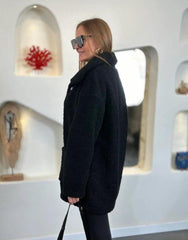 Kadın Düğmeli Peluş Mont – Wellssoft Kumaş