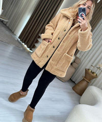 Kadın Düğmeli Peluş Mont – Wellssoft Kumaş