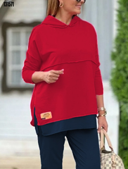 Kadın Kapşonlu Etek Ucu Detay Arma Ters Dikiş Görünümlü İkili Takım