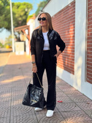 Pul Payet Detaylı Siyah İkili Takım