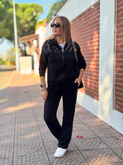 Pul Payet Detaylı Siyah İkili Takım