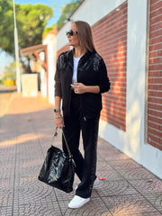 Pul Payet Detaylı Siyah İkili Takım