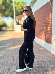 Pul Payet Detaylı Siyah İkili Takım