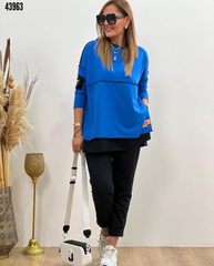 Kadın Kapşonlu Etek Ucu Detay Arma Ters Dikiş Görünümlü İkili Takım