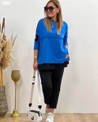 Kadın Kapşonlu Etek Ucu Detay Arma Ters Dikiş Görünümlü İkili Takım