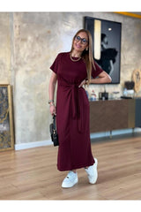 YANDAN BAĞLAMALI VİSKON ELBİSE