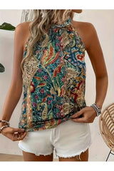 Kadın Etnik Desenli Halter Yaka Süprem Bluz