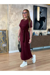 YANDAN BAĞLAMALI VİSKON ELBİSE