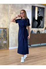 YANDAN BAĞLAMALI VİSKON ELBİSE