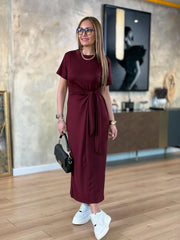 Yandan Bağlamalı Viskon Kumaş Elbise ✨