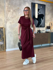 Yandan Bağlamalı Viskon Kumaş Elbise ✨