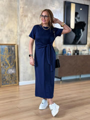 Yandan Bağlamalı Viskon Kumaş Elbise ✨