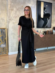 Yandan Bağlamalı Viskon Kumaş Elbise ✨